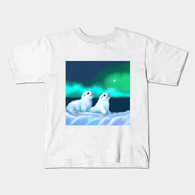 Focas en el Ártico. Kids T-Shirt by Cotton Candy Art